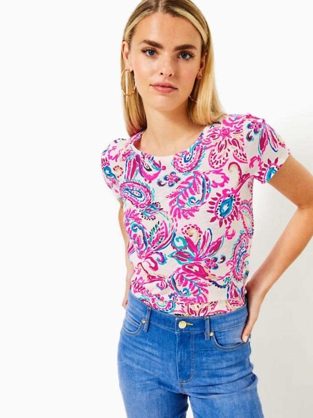 Lilly Pulitzer Etta Scoop Neck Top Coconut Size Medium